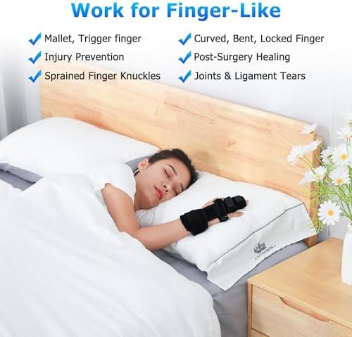 Fanwer 2 Finger Splint, Reversible Trigger Finger Splint, Adjustable Length Finger Brace, Knuckle Straightening Immobilizer for Broken Finger, Arthritis, Mallet Finger, Sprains, Tendonitis