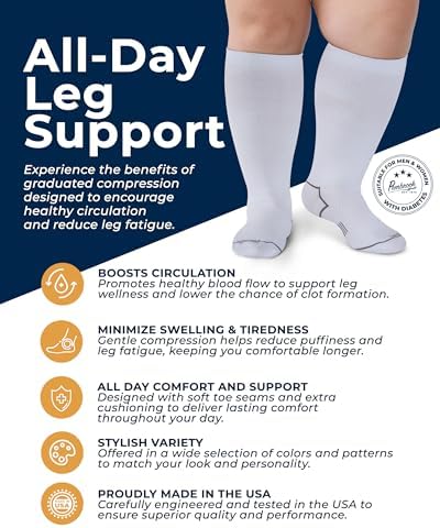 Pembrook Plus Size Compression Socks for Women Wide Calf - 3 Pairs, 20-30mmHg Extra Wide Calf Compression Socks, Up to 4XL