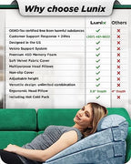 Lunix LX8 4-Piece Support for Nighttime Digestive Discomfort & Easier Breathing, Adjustable Height Orthopedic Bed Wedge Pillow Set, Memory Foam, Washable Cover, Cloud Gray