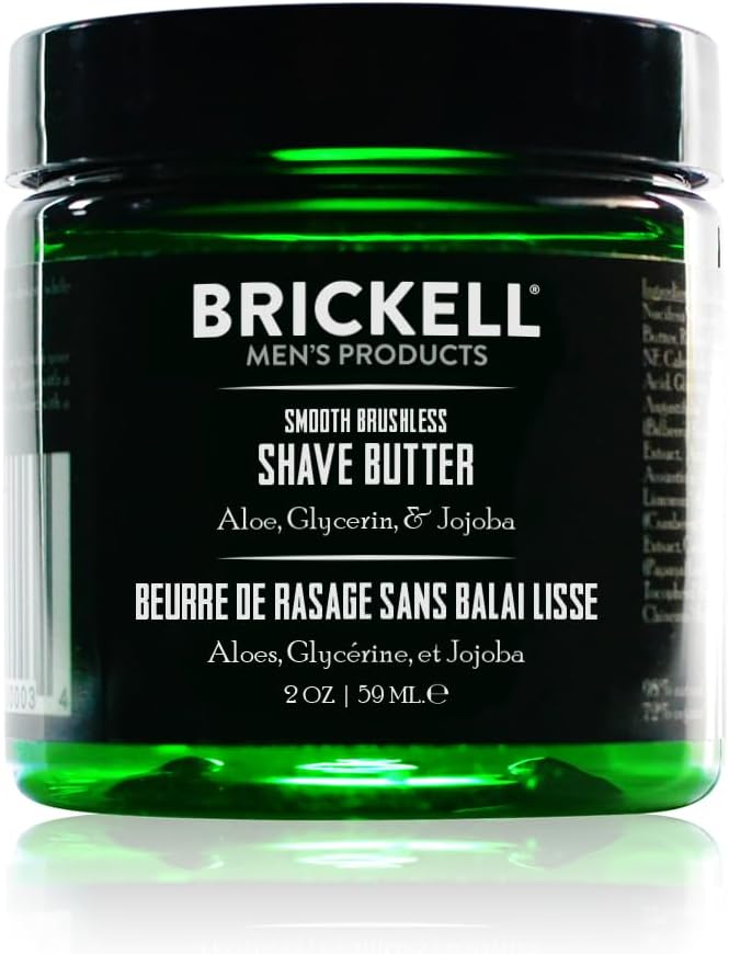 Brickell Men's Smooth Brushless Shave Butter for Men, Natural and Organic Smooth Shaving Butter to Fight Nicks, Cuts and Razor Burn, 2 Ounce, Unscented