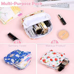 Sanitary Pad Storage Bag Portable Period Bag for Teen Pads/Sanitary Napkins/Small Tampons, Sanitary Napkin Storage Bag First Period Gifts for Teen Girls (Pink-White Checker)