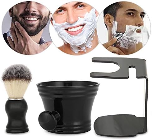 Deluxe Shaving Kit for Men, 3 in 1 Shaving Set Includes Shaving Brush & Shaving Bowl & Brush Stand, Stainless Steel Shaving Bowl & Stand, for Father Husband Boyfriend Birthday and
