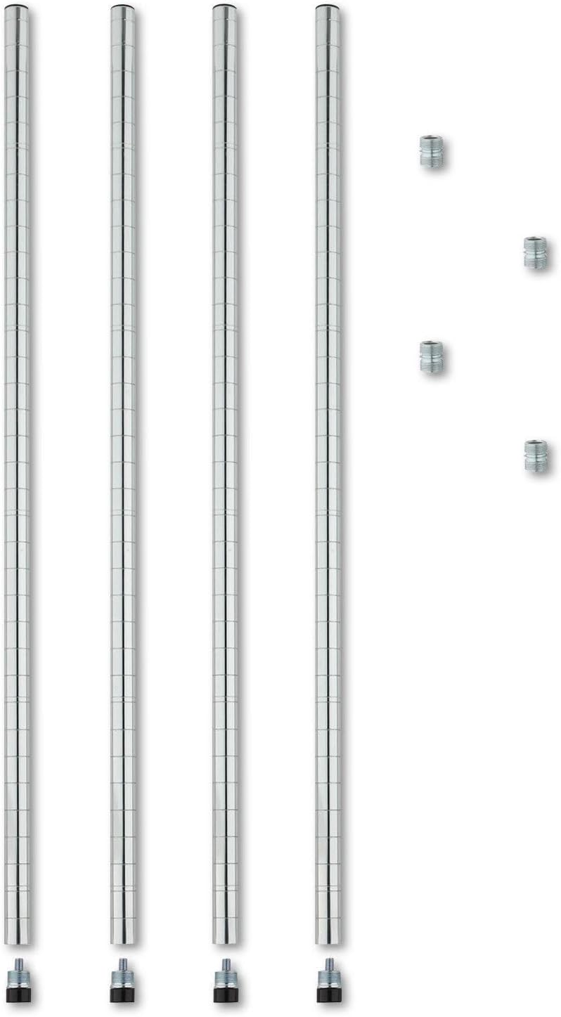 Alera ALE Stackable Posts For Wire Shelving, 36" High, Silver (Pack of 4)