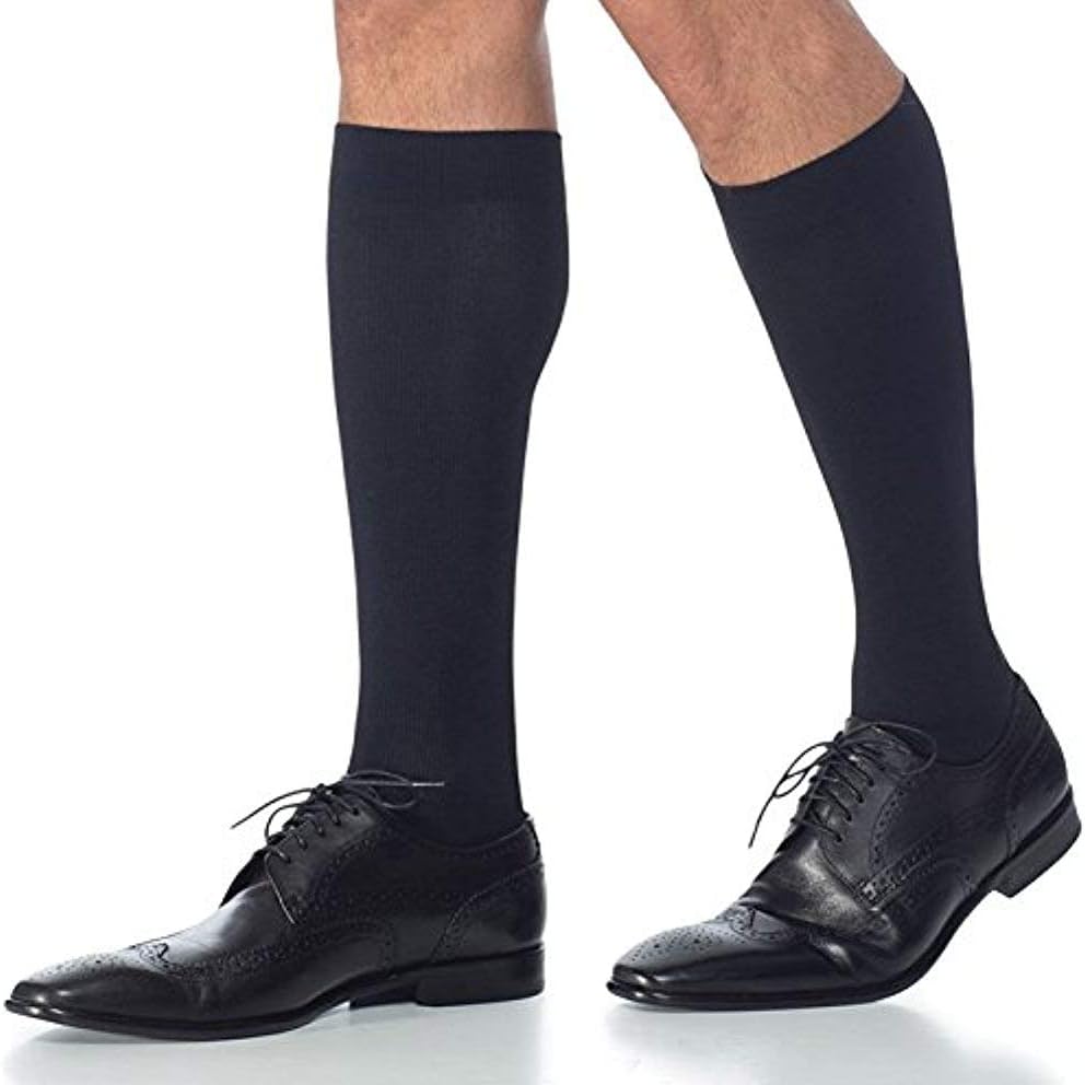 Sigvaris Midtown Microfiber 823CXLM99-S 30-40 mmHg Midtown Microfiber Mens Closed Toe Knee Highs with Silcone Beaded Grip-Top, Black, Extra Large-Long