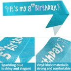 6th Birthday Decorations for Girl - Blue Party Supplies Including Crown, Sash, Cake Toppers, Number 6 Candles