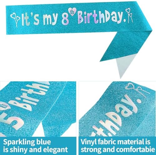 6th Birthday Decorations for Girl - Blue Party Supplies Including Crown, Sash, Cake Toppers, Number 6 Candles