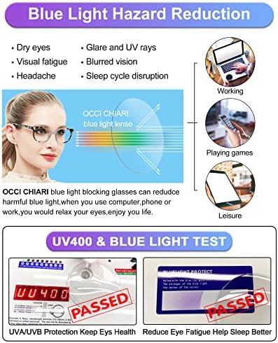 OCCI CHIARI Women's Blue Light Blocking Glasses High Power 3.0x, 1.0 1.25 1.5 1.75 2.0 2.25 2.5 2.75 3.0 3.5 4.0 5.0 6.0