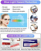 OCCI CHIARI Women's Blue Light Blocking Glasses High Power 3.0x, 1.0 1.25 1.5 1.75 2.0 2.25 2.5 2.75 3.0 3.5 4.0 5.0 6.0