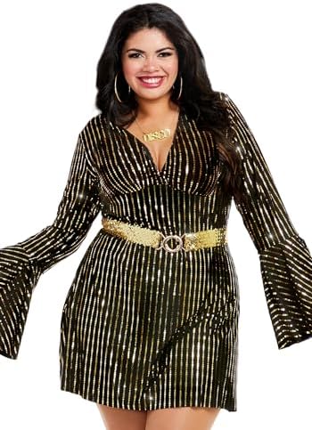 Dreamgirl womens Disco Babe Adult Costume, Black/Gold, 1X US