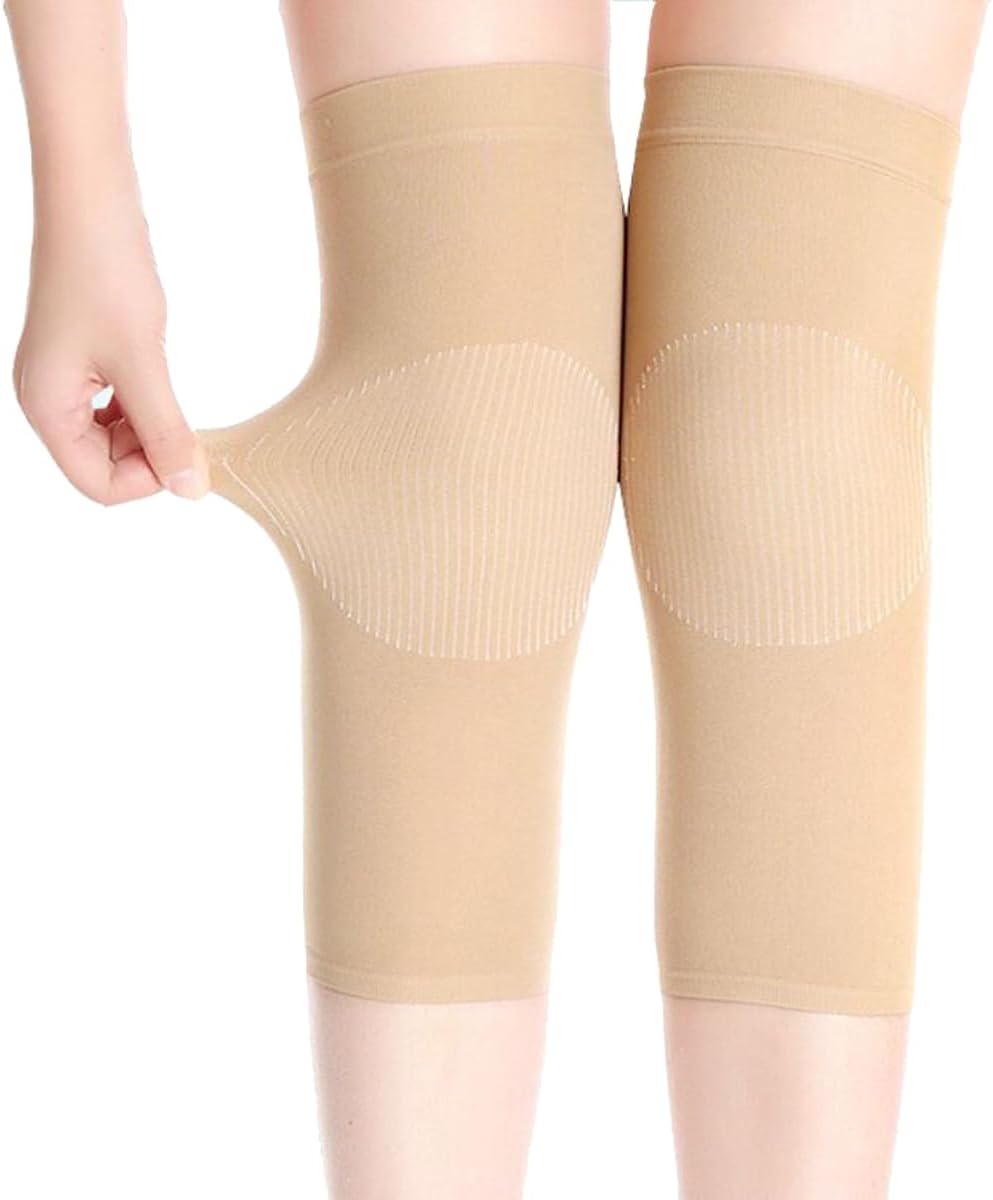 1 Pair Knee Sleeves for Women & Men, Lightweight Thin Knee Sleeves for Knee Pain Relief, Knee Warmers Knee Brace Undersleeve Dancer Knee Pads, Knee Brace for Daily Use (Beige)