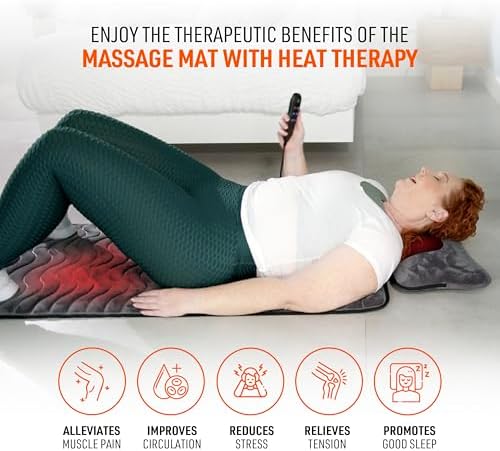 Powermat by Powerfit – Full Body Massage Mat with Detachable Massage Pillow, 9 Intensity Levels, 9 Massage Modes & 3 Heat Therapy Settings | Alleviates Muscle Pain, Improves Circulation, Stress Relief