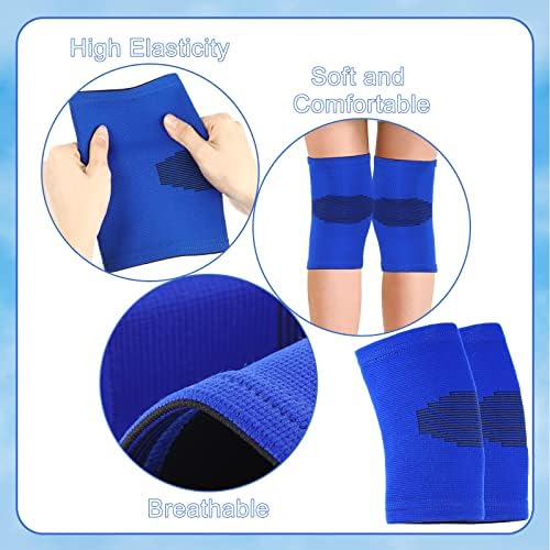 Skylety 2 Pairs Kids Knee Sleeve Kids Knee Brace Children Support Compression Child Sleeve Pads for Basketball, Volleyball, Sports, Gymnastics(Small,Blue, Black)