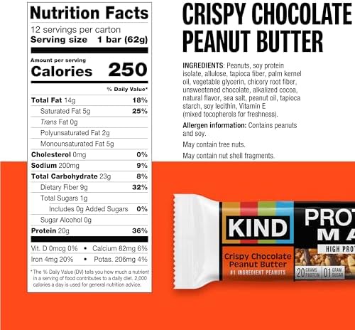 KIND Protein MAX Bars Variety Pack, Gluten Free, Low Sugar, High Fiber Snacks, Crispy Chocolate Peanut Butter, Sweet & Salty Caramel Peanut, Raspberry Cocoa, Dark Chocolate, 20g Protein, 12 Count