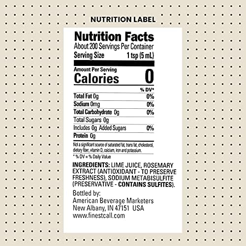 Finest Call Premium Single Pressed Lime Juice Drink Mix, 1 Liter Bottle (33.8 Fl Oz), Pack of 3
