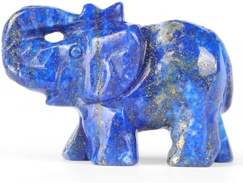 SMQ 2" Small Natural Lapis Lazuli Elephant Statues Home Decor Carved Gemstone Lucky Blue Elephant Stones Crystal Animal Carvings Figurines Ornament Sculpture Crafts，