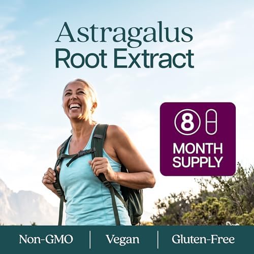 Astragalus Root | 8 Month Supply | Immune & Energy Support | 20:1 Astragalus Extract with 70% Polysaccharides | High-Concentration Adaptogen Support for Vitality | Vegan & Non-GMO | 250 Capsules