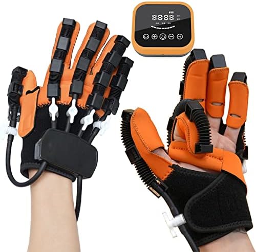 Self-Training Rehabilitation Robot Gloves for Audlt Split Finger Training Air Pressure Smart Glove W/LCD Touch Screen/Timing/Training Intensity Can Be Adjusted for Hand Function Recovery LefthandXL