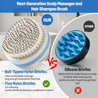 Scalp Massager with Double-Layer Bristles,Anti-Slip Rich-Lathering Hair Washing Shampoo Brush,Curved Scalp Scrubber with Better Head Fit for Dandruff Removal,Wet&Dry Use Scalp Stimulator.