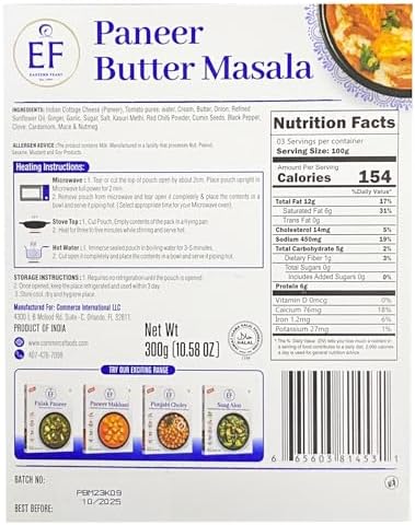 Eastern Feast - Paneer Butter Masala, Ready to Eat Meals, (Pack of 4), Vegetarian, Gluten Free