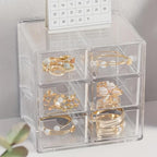 1 Piece Clear Acrylic 6 Drawer Desktop Organizer Storage Box Multi Layer Cosmetic Jewelry Holder Makeup Skincare Organizer Case Office Supplies Container for Vanity Desk Accessories Display