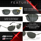 proSPORT Reading Sunglasses Full Lens Sun Readers for Men Women UV Protection Non-Bifocal Lightweight Metal Frame Smoke Lens