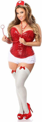 Daisy corsets womens Top Drawer 4 Pc Sexy Nurse Corset Costume