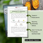 Sow Right Seeds - Spaghetti Squash Seeds for Planting - Non-GMO Heirloom Packet with Instructions to Plant and Grow an Outdoor Home Vegetable Garden - Roast and Enjoy Eating This Favorite Variety (1)