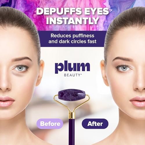 Amethyst Face Roller - Gua Sha Facial Tools, Jade Rollers for Face, Eye and Neck, Skin Care Kit for Men Women, Facial Massager for Wrinkles and Lifting, Self Care, Eye Rollers for Aging Skin