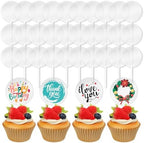 Blank Acrylic Cupcake Toppers, 30 Packs Round Cupcake Topper with Sticks, DIY Dessert Table Cupcake Signs, Suitable for Birthdays, Weddings, Christmas, Baby Showers Cake Decoration