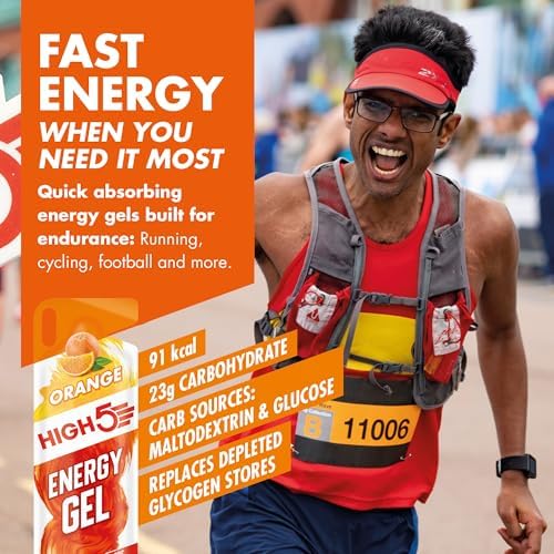 HIGH5 Energy Gel Quick Release Energy On The Go From Natural Fruit Juice (Orange, 6 x 40g)