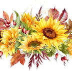 20 Napkins Autumn Sunflowers on Autumn Leaves as Table Decoration Paper Napkins with Motif Also for Decoupage and Decoupage 33 x 33 cm