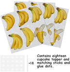 18pcs Yellow Glitter Dessert Cupcake Topper Pick for Fruit Banana Theme Decor Supplies Baby Shower Men Women Boys Girls Happy Birthday Party Decorations