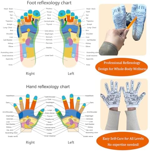 Reflexology Socks with Acupressure Massage Tools for Men and Women | Foot Pain Relief, Home Massage Therapy, Unisex Gift Idea Set of 4 (Blue, Large(9-11))
