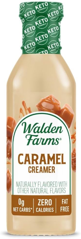 Walden Farms Caramel Coffee Creamer – Zero Calorie, Gluten-Free, Low Carb, Keto-Friendly, Sugar-Free, Rich Caramel Flavor – 12 oz Bottle