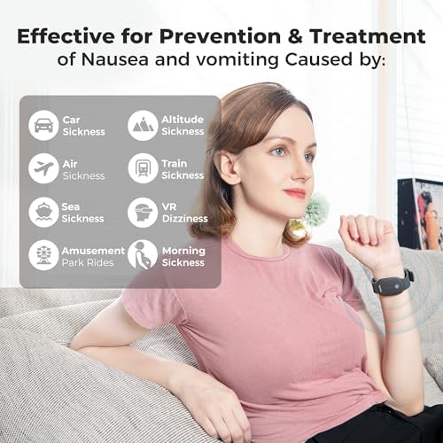 EmeTerm Fashion FDA-Cleared Relieve Nausea Electrode Stimulator Morning Sickness Motion Travel Sickness Vomit Relief Rechargeable No Gel Drug Free Wrist Bands Without Side Effects