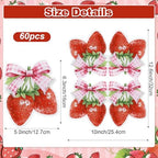 NatNarr 60 Pcs Strawberry Napkins, Pink Bow Strawberrys Cocktail Napkins Strawberry Party Decorations for Baby Shower, Sweet One Birthday, Berry Theme Party