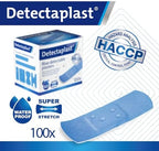 Detectaplast Blue bandaids Premium, Metal detectable and Waterproof bandaids, Essential for Catering First aid kit in Food handling environments, Kitchen aid, 0,98 x 2,83 inches, 100 Strips