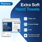 Tork Extra Soft Multifold Hand Towels White with Blue Leaf Print, H2 Dispenser Compatible 16 Packs x 94 Towels (101298)