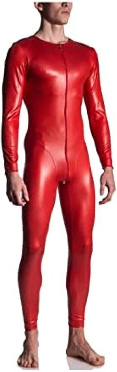 Latex Men's Catsuit Red Body 0.4 Mm Size XXS - XXL,Red,XXL