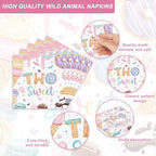 120PCS Two Sweet Birthday Party Supplies Two Sweet Donut Ice Cream Decorations for Baby Girl 2nd Second Birthday Tableware Set Plates Napkins Cups Set for 20 Guests