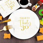 40pcs White and Gold 30th Birthday Cocktail Napkins,30th Birthday Anniversary Party Supplies for Women and Men,30th Birthday Beverage Cocktail Cake Paper Napkins, 10x10 inch
