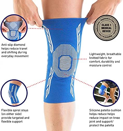 Neo-G Compression Knee Sleeve with Silicone Patella Cushion and Spiral Stays for Basketball, Hiking, Crossfit, Workout Knee sleeves, Running - Sports Knee Compression Sleeve - Airflow Plus – S