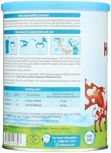 Holle Cow Milk Toddler Drink Stage 3, 14.1 Oz Powdered Toddler Milk Beverage, Non-GMO, Clean Label Certified, Grass-Fed, DHA & Iron, For Children 12 Months and Up, Made in Germany