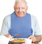 Adult Bibs, Waterproof Clothing Protector with Pocket, Reusable Apron Mealtime Crumb Catcher for Elderly Seniors Eating