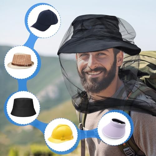 South to East Premium Mosquito Head Net for Insect, 2 Pack, Fly & Bug Protection | Ultra Large & Long, Extra Fine Holes for Camping, Hiking, Fishing, Gardening, Safari, Fits All Hats for Men & Women