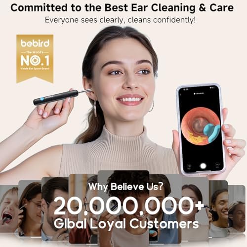 BEBIRD R1 Ultra Ear Wax Removal, Ear Cleaner with Camera Ear Scope, Wax Remove Ear Pick with Ear Otoscope Tweezers, Visual Dropper Cleaning Kit, Ear/Nose/Throat Examination Tool for Family
