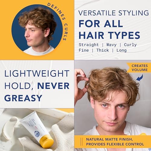 SEVEN POTIONS Hair Styling Cream - Natural Curl Cream for Wavy Hair with No Shine & Light Hold - Easy Replacement for Hair Clay, Pomade for Frizz Control - Vegan & Cruelty Free - 3.4FL OZ