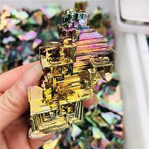 Meditation Home Rainbow Bismuth Specimen Crystal ore Healing Mineral Natural Crystal Rough Bismuth ore Green Metal (Size : 900-1000g)