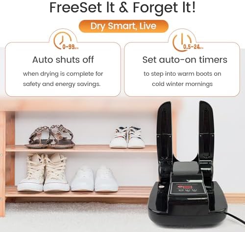 Boots and Shoes Dryer, Glove Dryer & Boot Warmer with Heat Blower, Portable Adjustable Rack and Timer, Folding Design & Quick Drying for Shoes, Gloves, Hats, Socks, Ski Boots