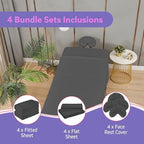 Massage Table Sheets Set – 3 Piece 4 Set, Microfiber Spa Bed Sheets, Cotton-Feel Massage Bed Cover, Wrinkle & Oil Resistant, Soft Accessories for Estheticians – Gray